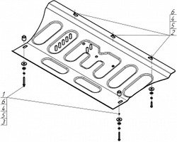 Защита картера двигателя, КПП. 2 мм, Сталь для Renault Scénic II 2006-2009, Motodor.71710