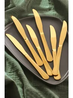 Набор ножей столовых Доляна «Голд», 23,5×2 см, 6 шт, цвет золотой