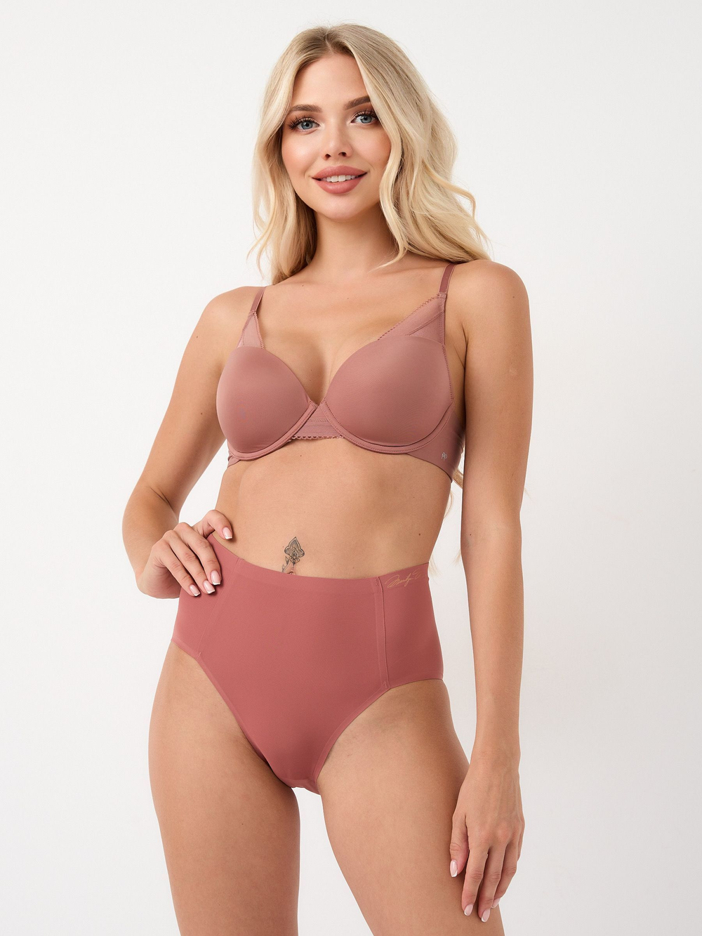 Бесшовные высокие трусики (Размер: XL) (Цвет: бежевый)