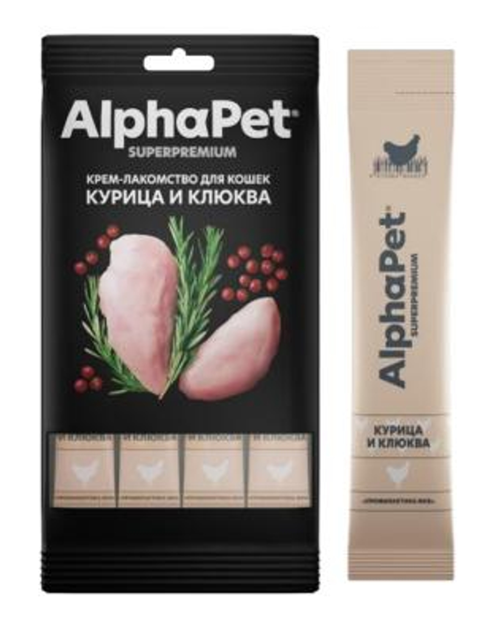 Alpha Pet крем-лакомство курица клюква 4х12г