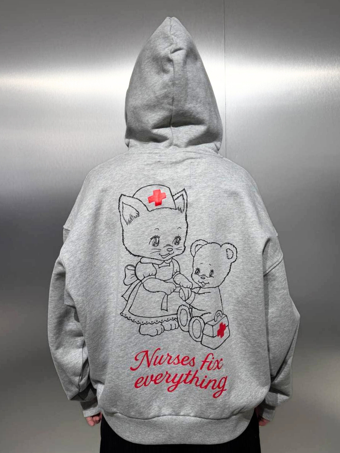 Худи унисекс Неббиа Кьют, серый меланж