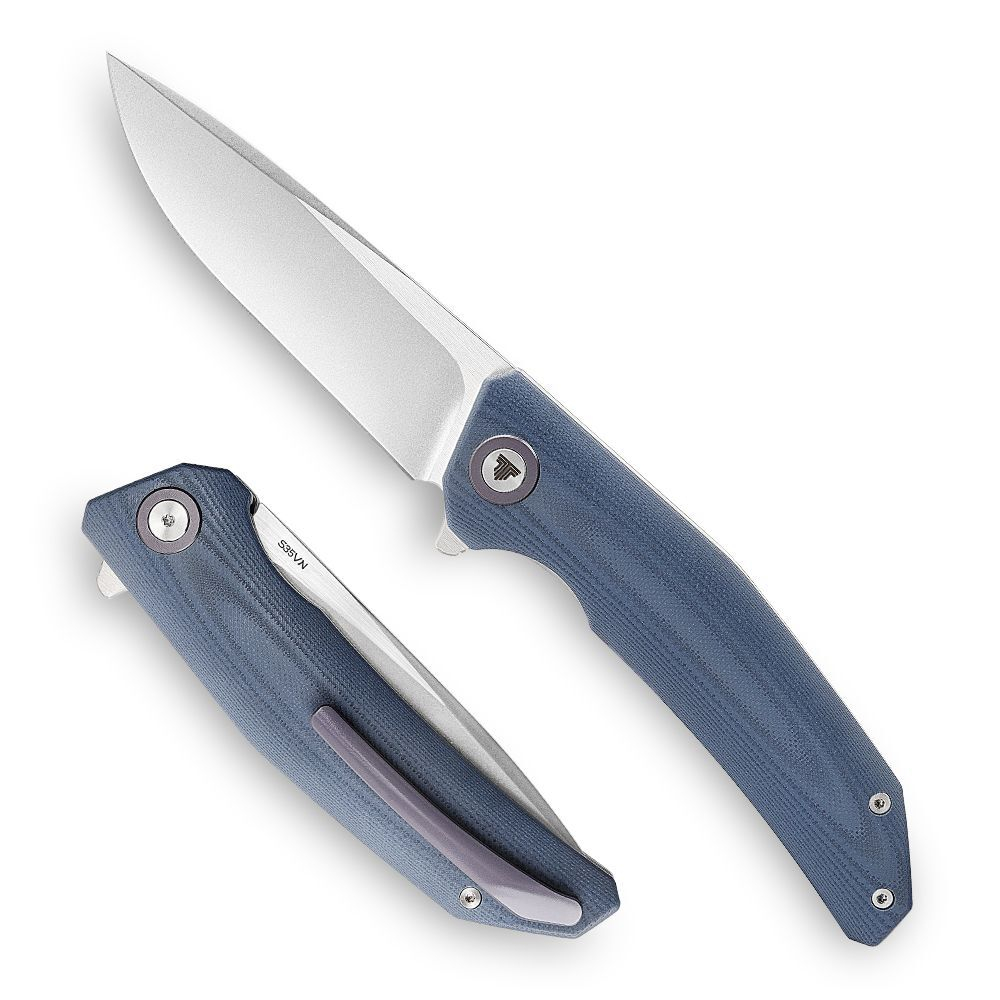 Складной туристический нож TRIVISA Phoenix-03G клинок S35VN рукоять G10 и титан (синий)