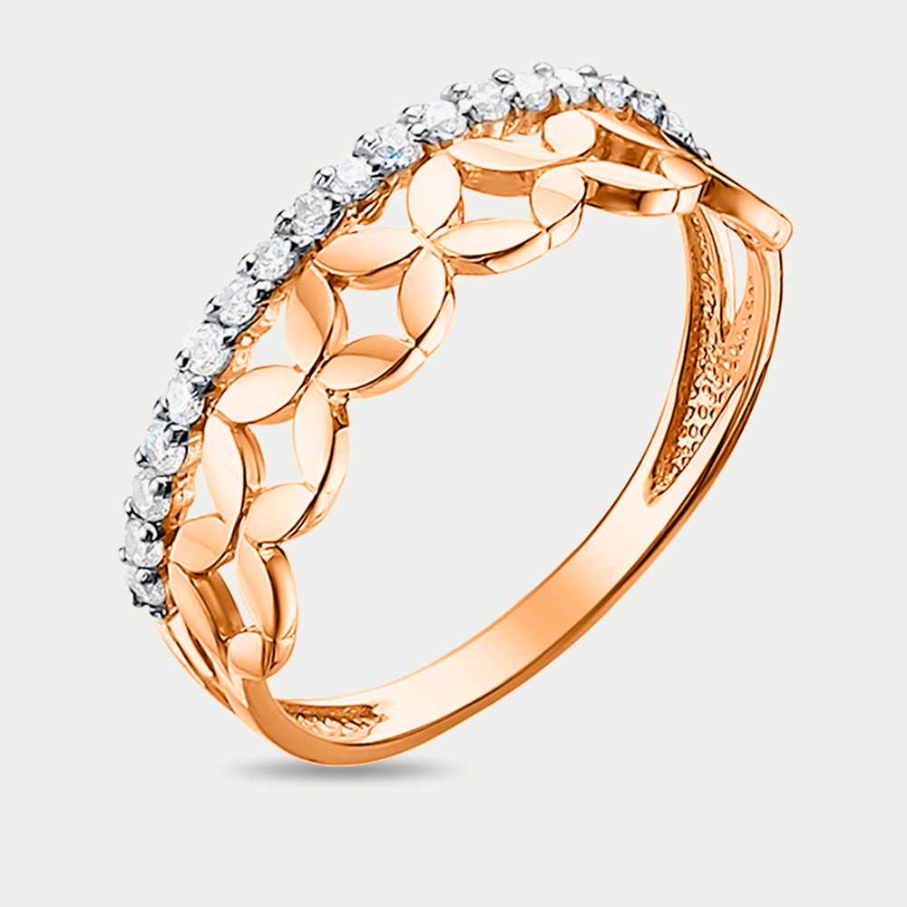 Кольцо для женщин из розового золота 585 пробы с фианитами (арт. РК3847)