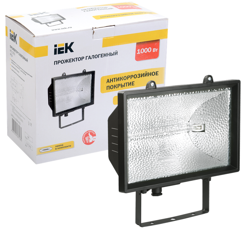 Прожектор ИО1000 галогенный черный IP54 IEK
