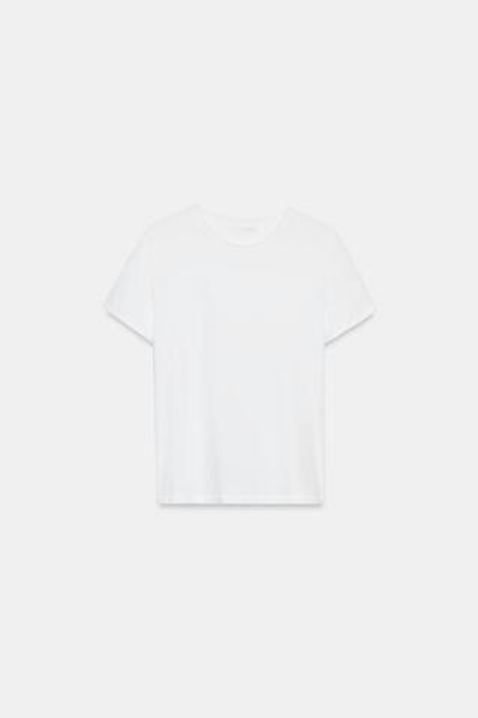 ZARA ФУТБОЛКА С КОРОТКИМИ РУКАВАМИ И ЭФФЕКТОМ ПОТЕРТОСТИ, БЕЛЫЙ