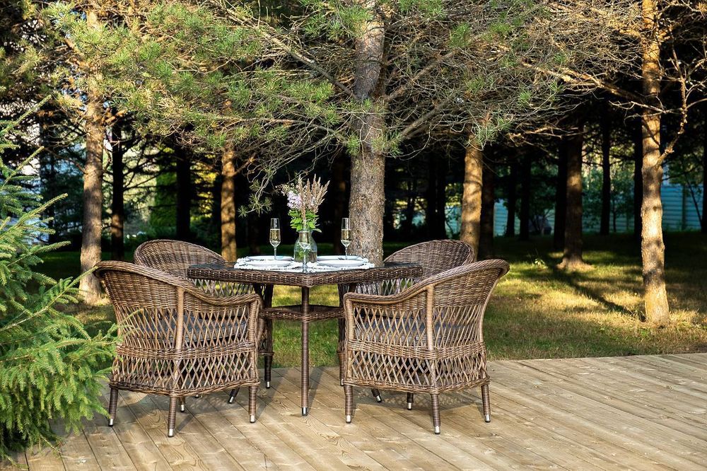 "Сицилия" обеденная группа плетеная, цвет коричневый