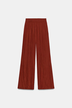 ZARA ШИРОКИЕ СТРУЯЩИЕСЯ БРЮКИ, ТЕРРАКОТОВЫЙ