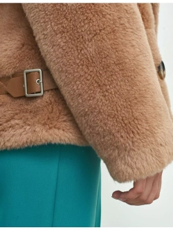 Шуба из шерсти чебурашка экошуба, коричневая, SilverFox