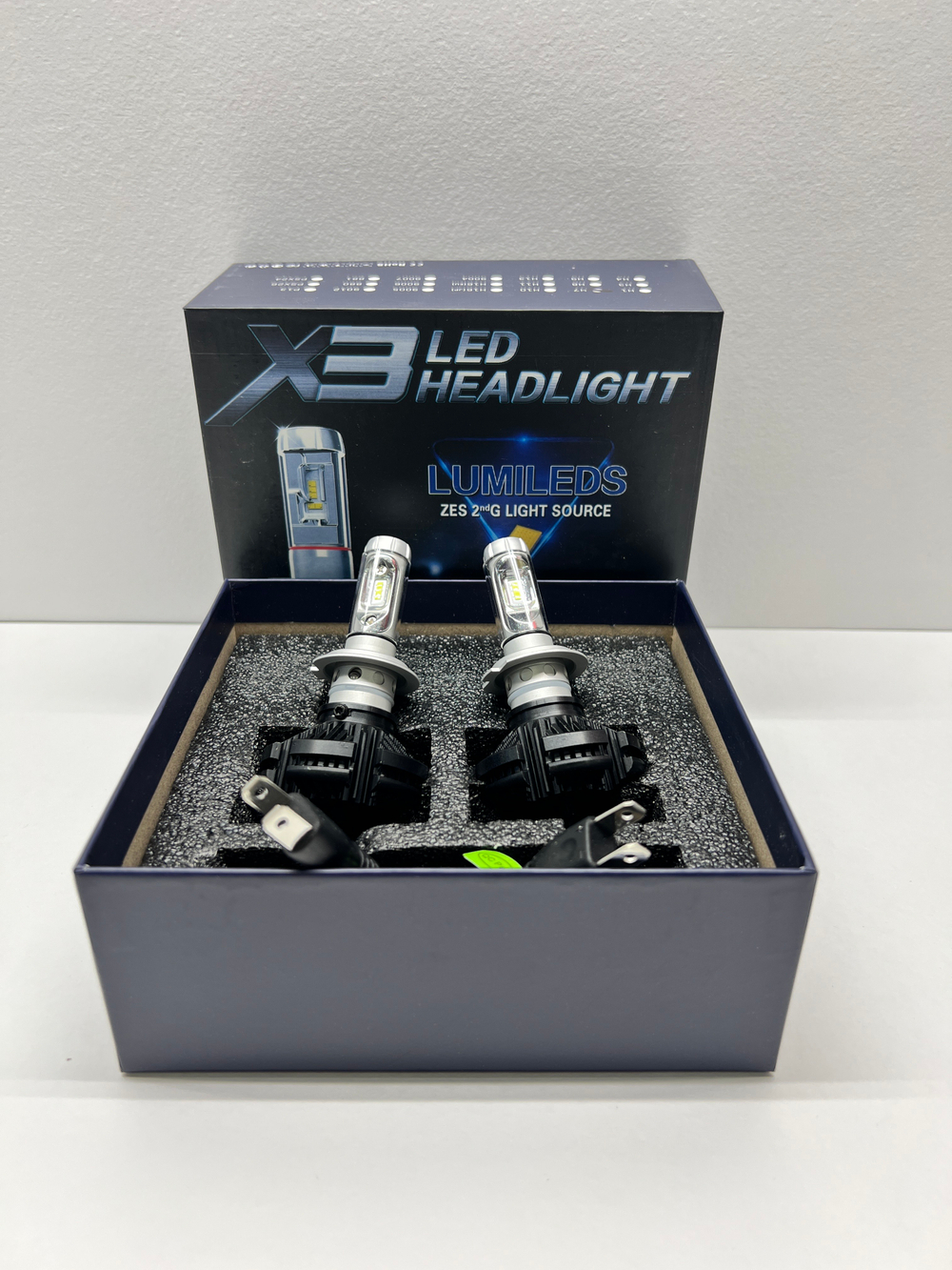 H7 / Автомобильные светодиодные лампы, H7, 50W, 6000 Lm, 12 вольт, с радиаторным охлаждением, X3 Led Headlight ZES, ИКС ТРИ, TG (2 шт. / комплект)