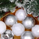 Новогодние шары «Волшебный вальс» 8 см (набор 12 шт), Серебро/Белый