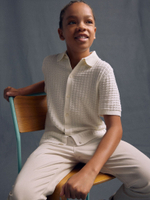 Рубашка трикотажная с коротким рукавом для мальчика Next AA8-953, Молочный