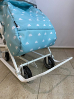 Коляска комбинированная с трансформируемым кузовом (арт.У3-1К/2) с облачками голубой