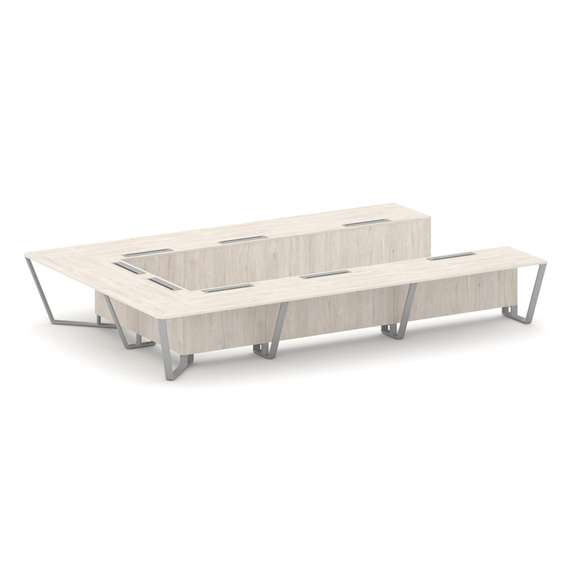 Steel Meet Стол переговорный П-образный KDK-PR.B.SP-15P Денвер Светлый/Металл Серый 4800*3200*750