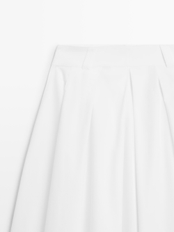 Massimo Dutti Юбка миди с петлями для пояса, белый