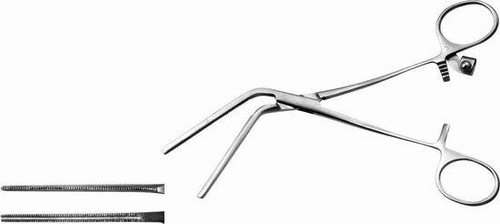 ТМ- З-66 Зажим д/врем. пережат. сосуда с кремальерой изогнут./ребру п/угл 50, 155 мм (НОВОЕ ИСПОЛНЕН