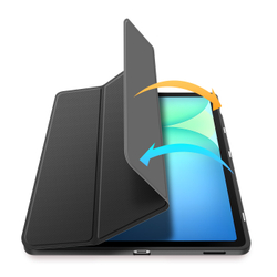 Чехол книжка черного цвета от Dux Ducis для Samsung Galaxy Tab S10 FE Plus, серия Toby Series Case, с функцией пробуждения и сна