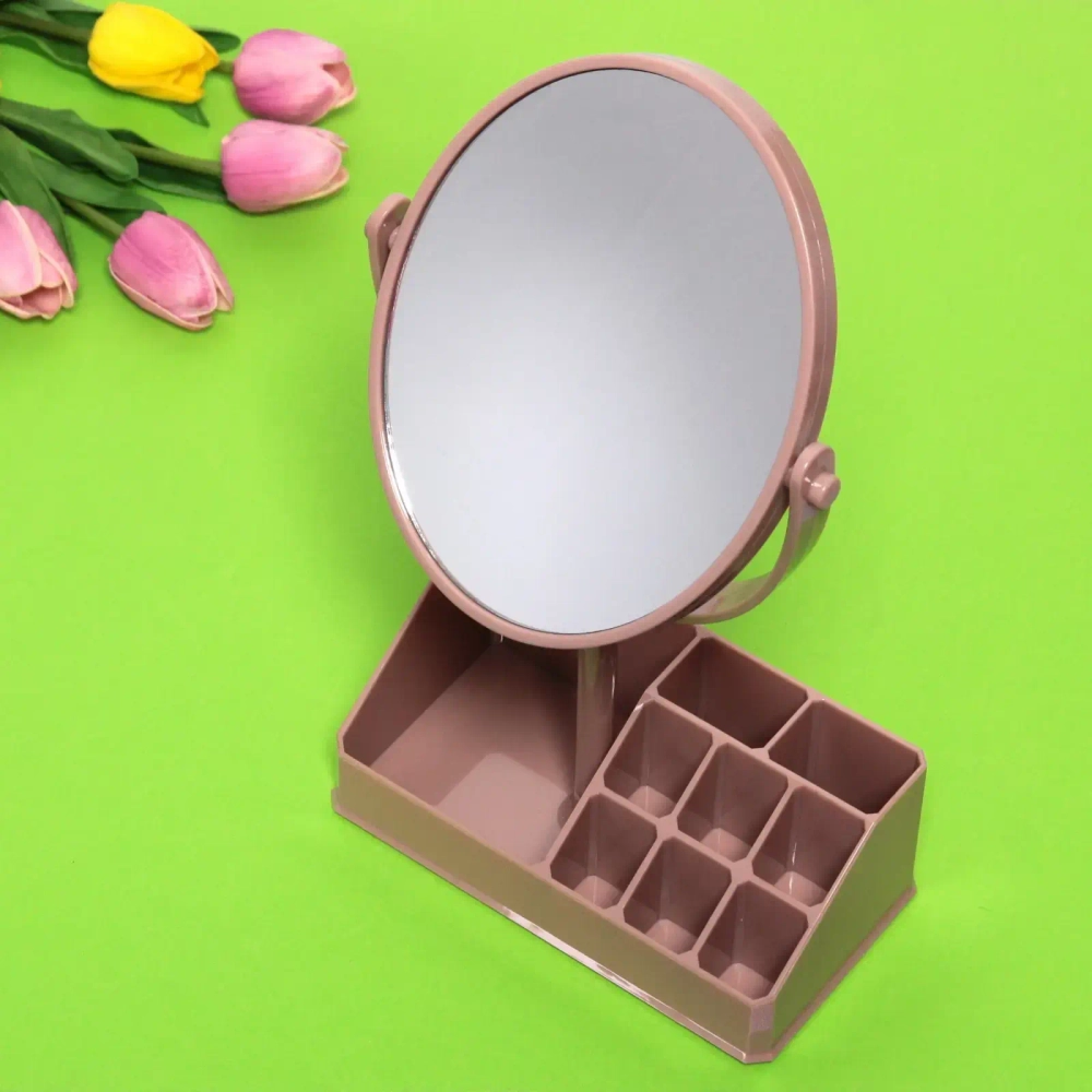 Зеркало настольное с органайзером для косметики «Beauty», цвет розовый, 31*18см
