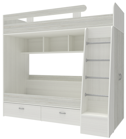 Двухъярусная кровать КарИВи Юниор 6 Белое Дерево Винтерберг