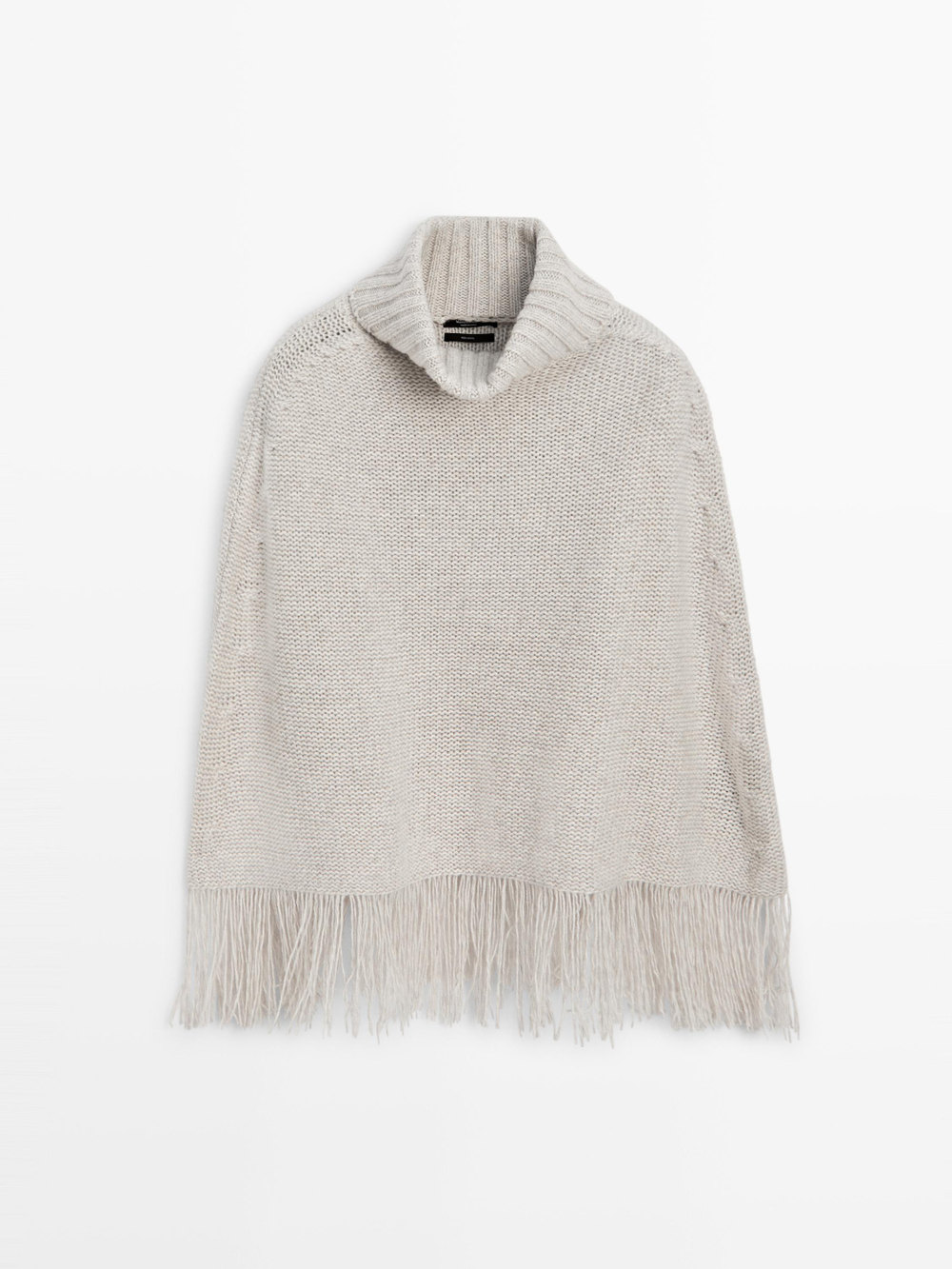 Massimo Dutti Накидка из 100% шерсти с бахромой, антрацитово-серый