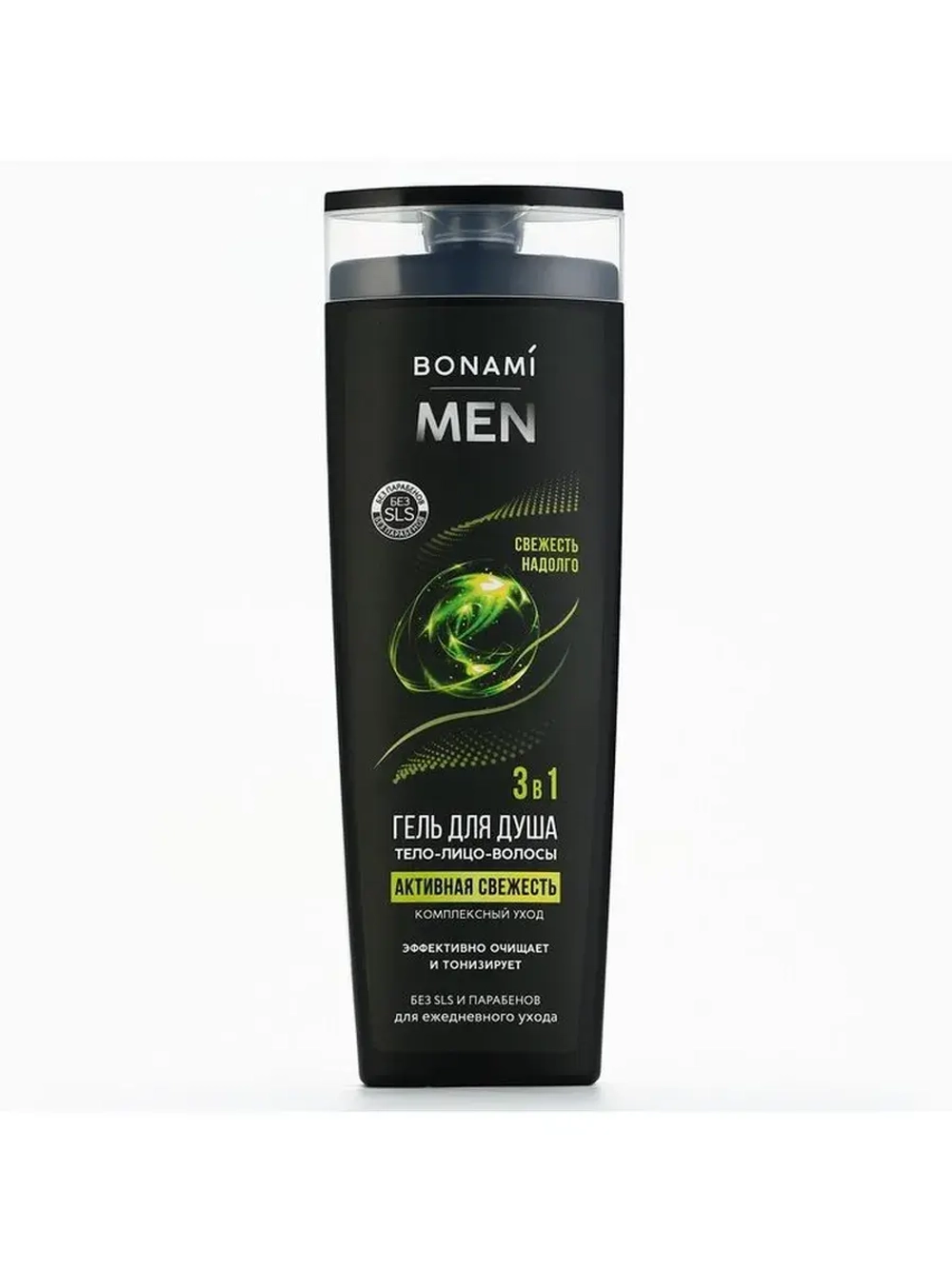 Гель для душа 3в1 For men, активная свежесть, 400 мл, BONAMI