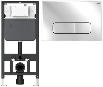Комплект инсталляции Рехау NOVAFLOW с панелью смыва NOVA ELLIPSE 001 овальной, хром, глянцевый