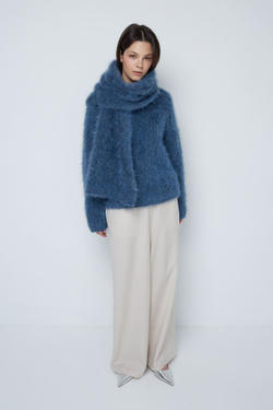 Шарф из альпака синий меланж