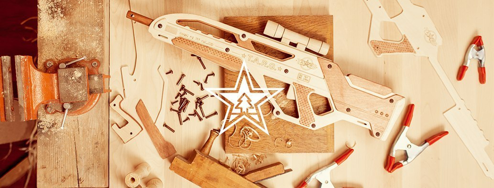 Полуавтоматический карабин INVADER от TARG - деревянный конструктор, сборная модель, 3d пазл