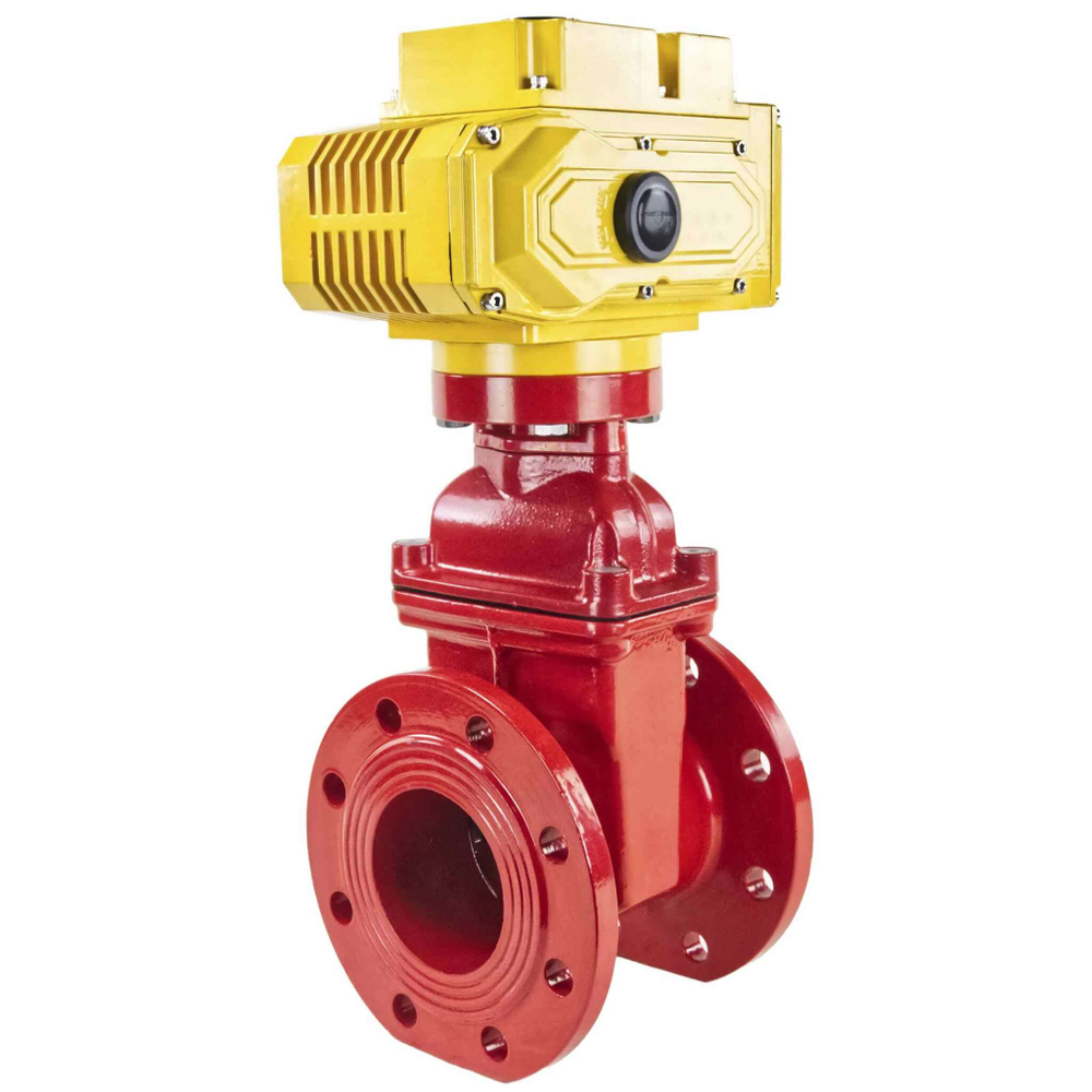 Wedge gate valve 30c939r red Elephant-GGG50-EPDM-F4-RED PSI232 class 150 T=230-248°F flange connection, with rubber lined wedge EPDM, electric actuator Elephant MT-380, 380V