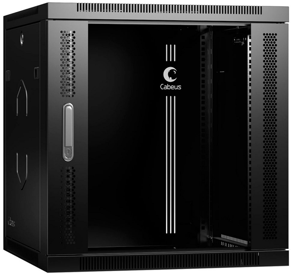 Шкаф настенный 19", 12U Cabeus SH-05F-12U60/35-R-BK