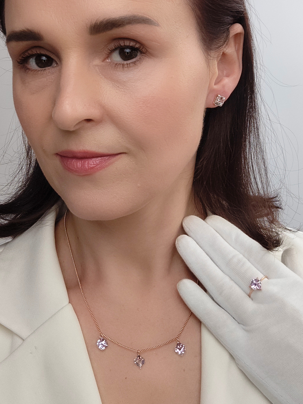 Колье Миражи с сиреневыми кристаллами Swarovski