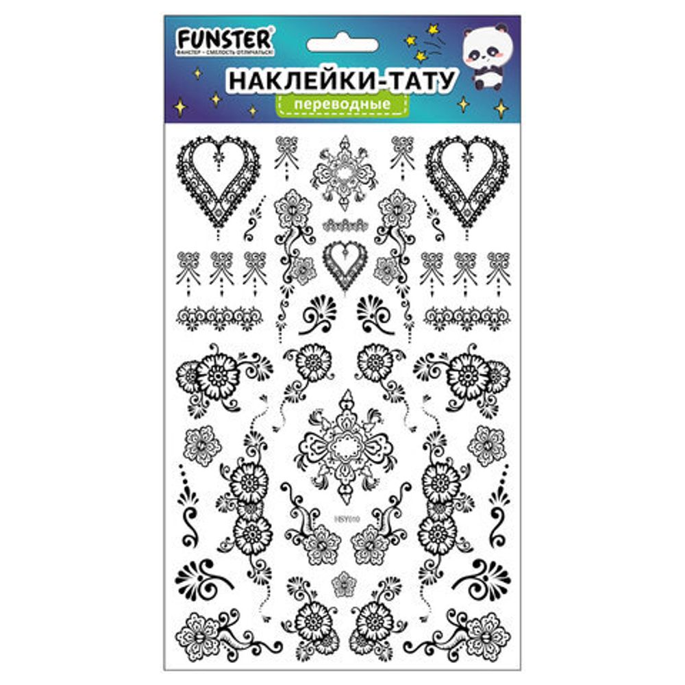 Наклейки-тату переводные "Ассорти", 29х15,5 см, ассорти 12 видов, FUNSTER (ФАНСТЕР), 666106