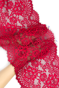Кружево шантильи малиново-красное эластичное