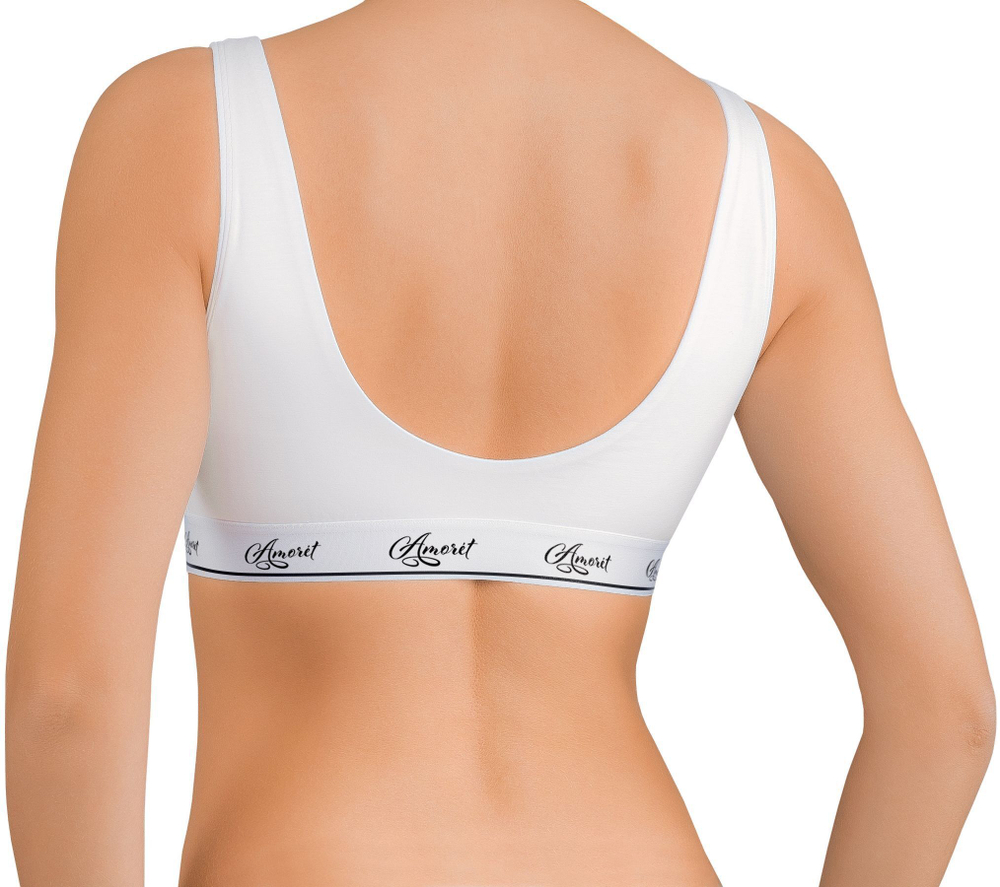 Хлопковый бюстгальтер-топ с «окошком» (Размер: L) (Цвет: белый)