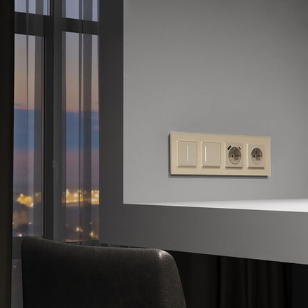 Сенсорный выключатель двухклавишный с подсветкой (шампань)