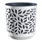 Кашпо для цветов пластиковое 2,5л d-16,2см «Leaves» Белый/Антрацит
