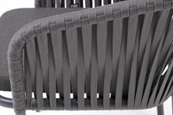 "Бордо" стул плетеный из роупа, каркас алюминий темно-серый (RAL7024) муар, роуп серый 15мм, ткань темно-серая 027