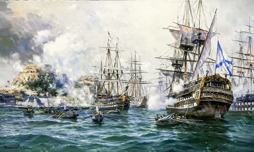 Плотников В. В. Взятие крепости Корфу эскадрой адмирала Ф.Ф.Ушакова 18 февраля 1799г. 2021г. Холст, масло. 2021 г.