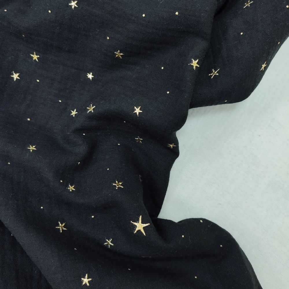 Чёрный с золотыми звёздами (широкая кромка)