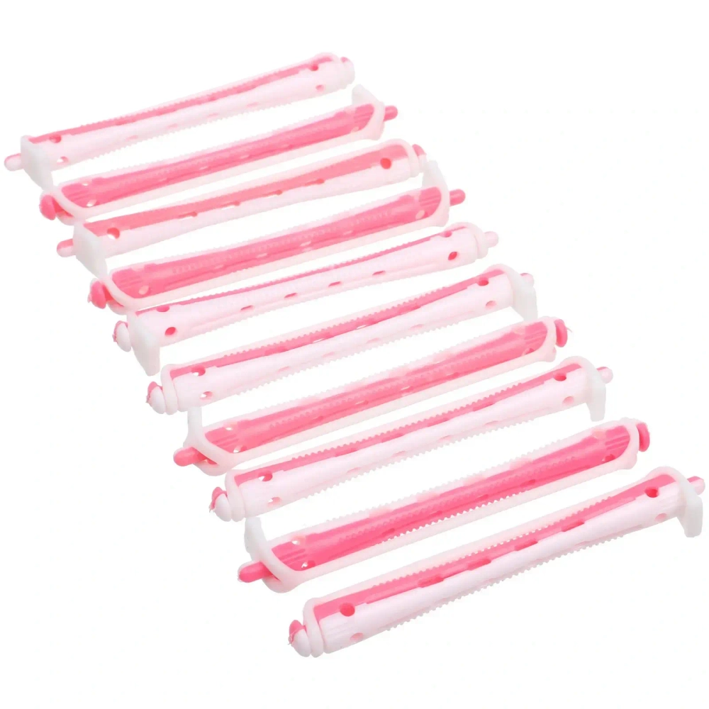 Бигуди пластмассовые-коклюшки 10шт, d=8мм (белый-розовый)