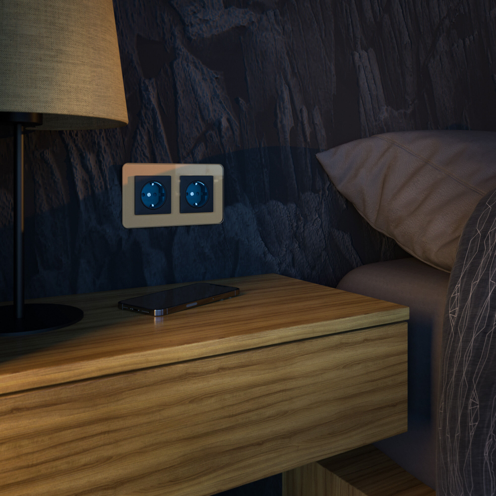 Розетка с подсветкой (черный матовый)