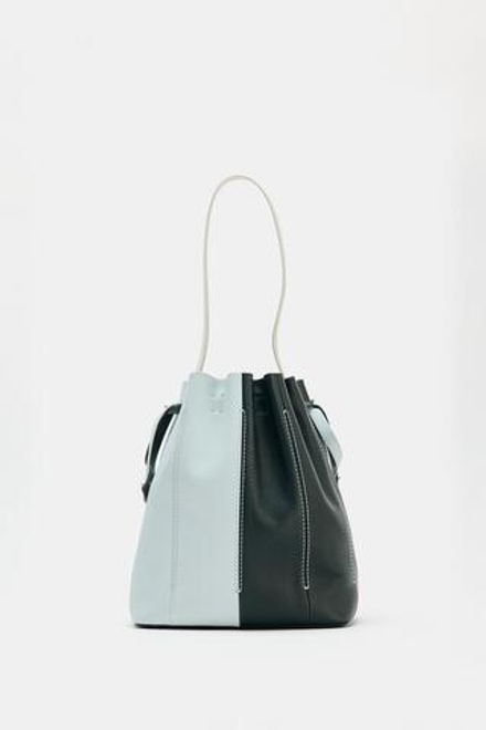 ZARA КОМБИНИРОВАННАЯ КОЖАНАЯ СУМКА, ЯРКО-СИНИЙ