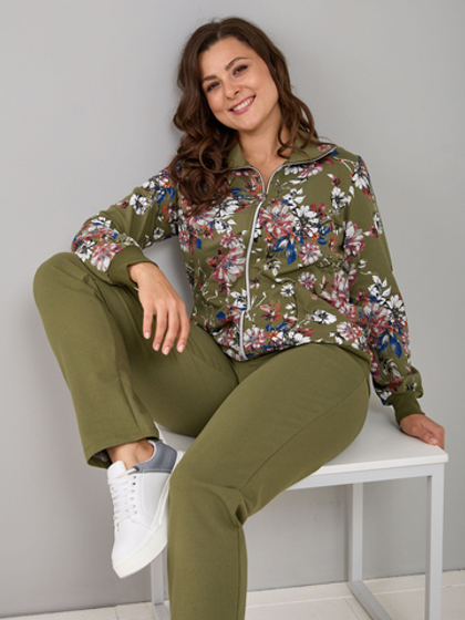 Костюм с брюками КБ-184/цветы-фисташка