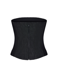 Топ корсетного типа из денима с отстрочками