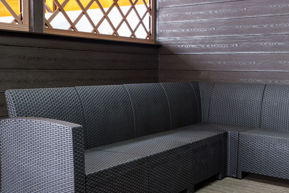 Садовый диван угловой П-образный Калифорния «California» на 10 мест без подушек