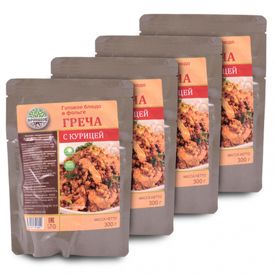 Готовое блюдо "Каша гречневая с курицей" 300 г. (Кронидов) 4шт*300гр, 1.2кг