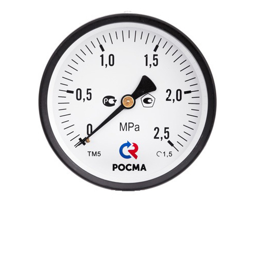 Манометр 63х1/4 10 бар ТМ-310Т (осевое аксиальное подкл., корпус сталь, минстекло) РОСМА
