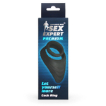 Двойное эрекционное кольцо со стимулятором промежности (Цвет: черный)