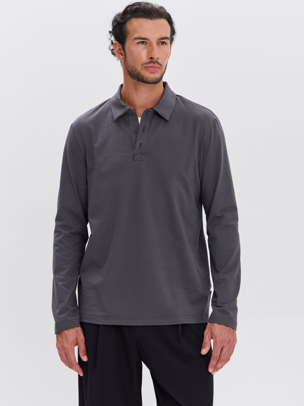 Повседневный базовый лонгслив поло