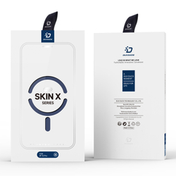 Прозрачный чехол книжка синего цвета с поддержкой MagSafe от Dux Ducis для iPhone 15 Pro, серия Skin X Pro Series Case