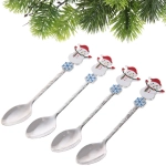 Набор ложек для десерта 4шт «Снеговик», цвет серебро